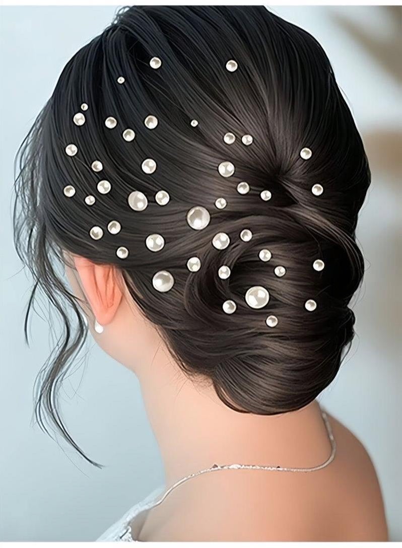 3 ورق ملصقات اللؤلؤة اللاصقة الذاتية (1269PCS) ، 3D اللؤلؤة البيضاء الراينستينز للشعر ، ديكور الوجه والأظافر ، الأحجار الكريمة متعددة الحجم للمكياج والحرف DIY - Image 2